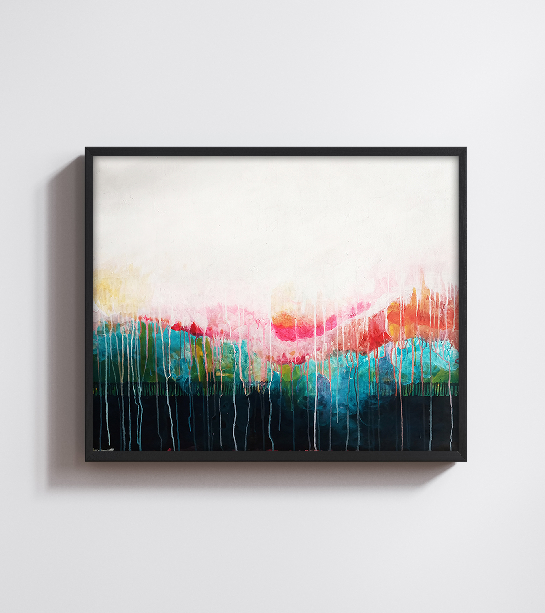 Framed floated canvas mockup close up,3d render